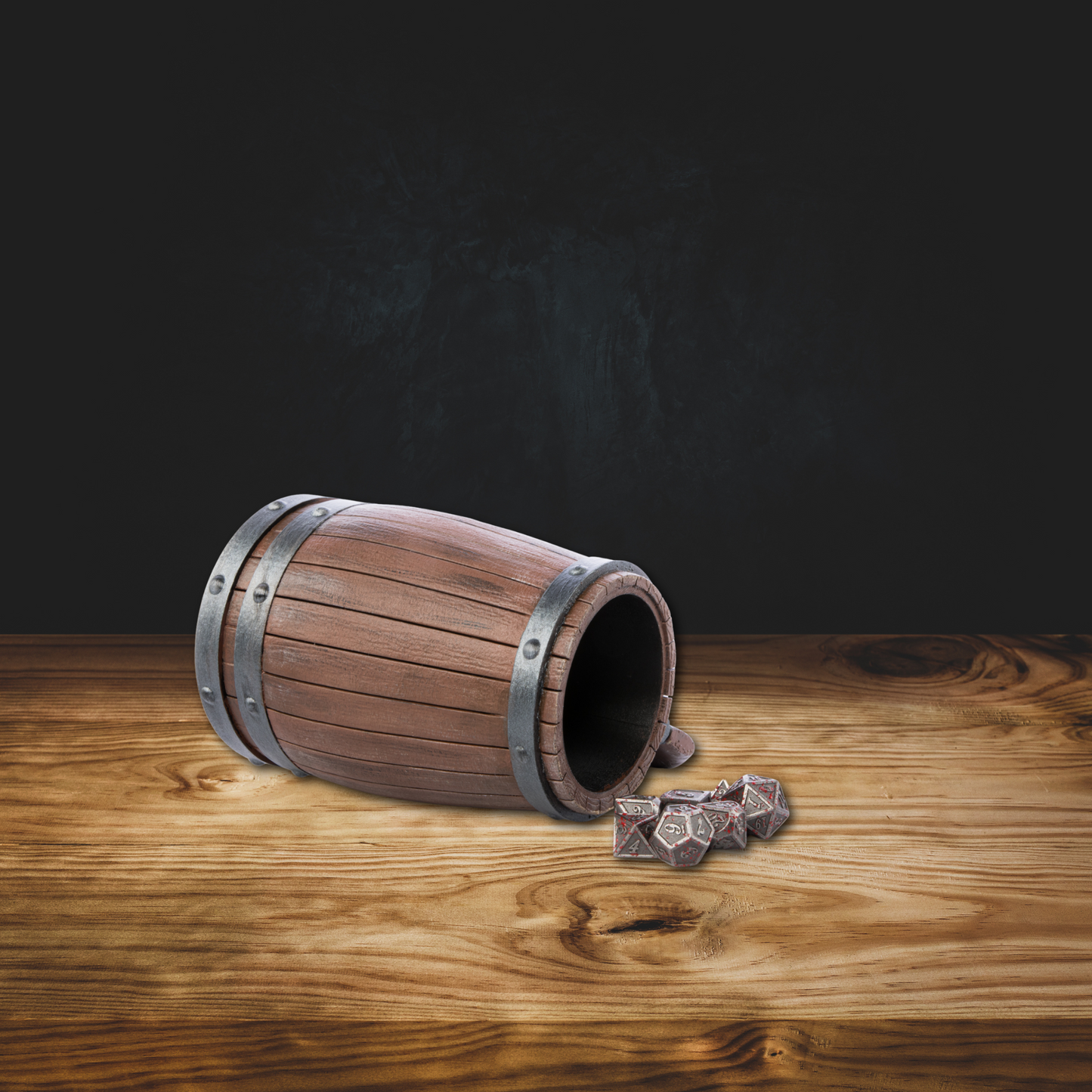 Tavern Barrel Mug Dice Holder - Fits 12oz & 16oz Cans, Rustic Drinkware for Gamers