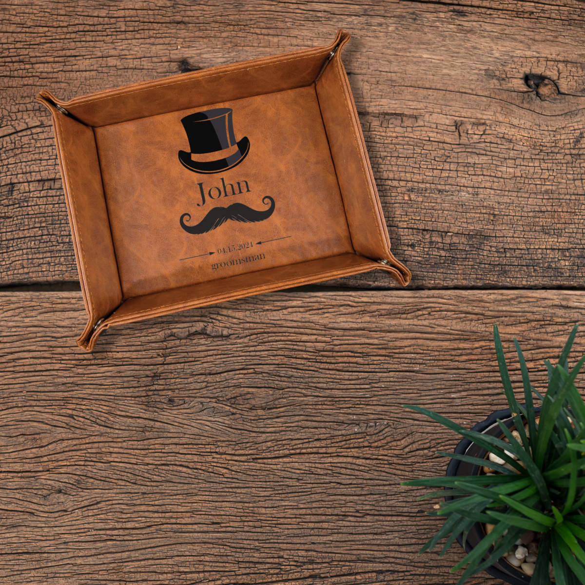 Personalized PU Leather Valet Tray