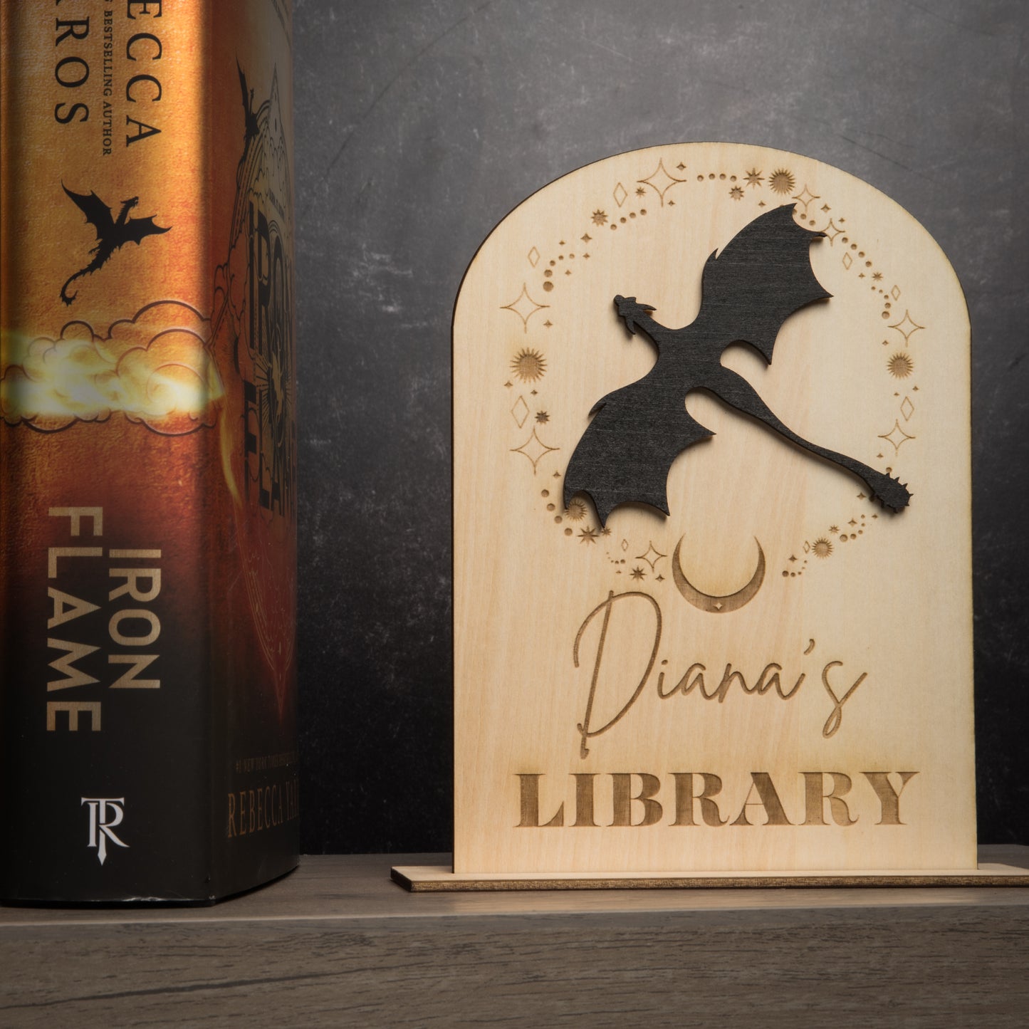 Personalized Dragon Bookshelf Sign