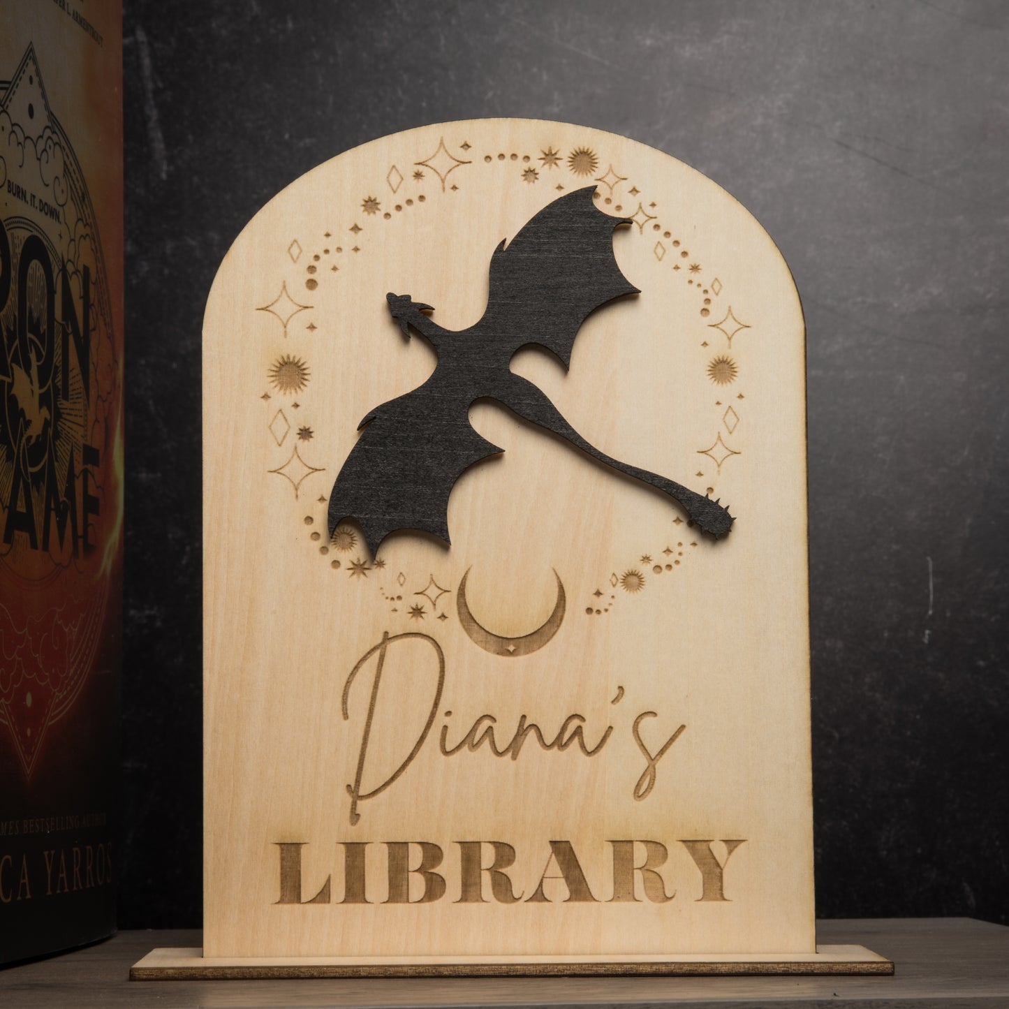 Personalized Dragon Bookshelf Sign