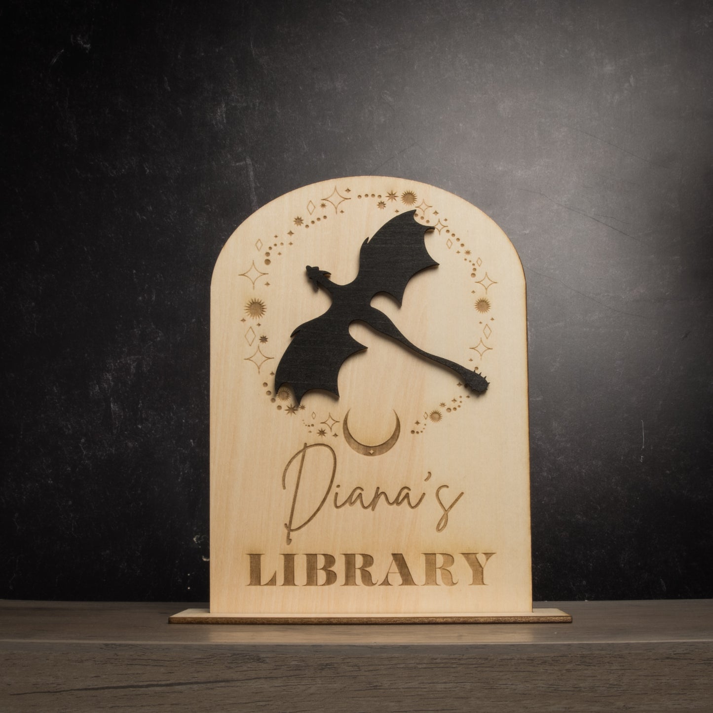 Personalized Dragon Bookshelf Sign