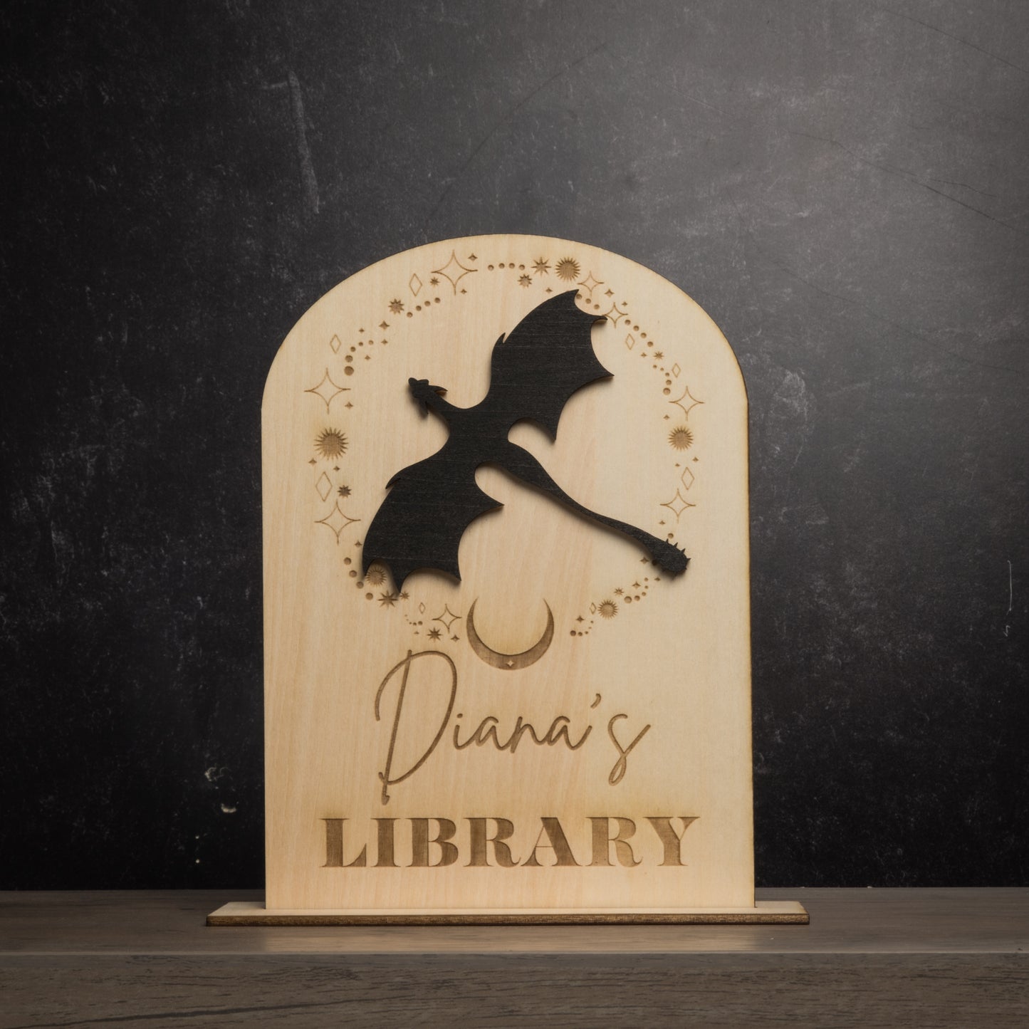 Personalized Dragon Bookshelf Sign