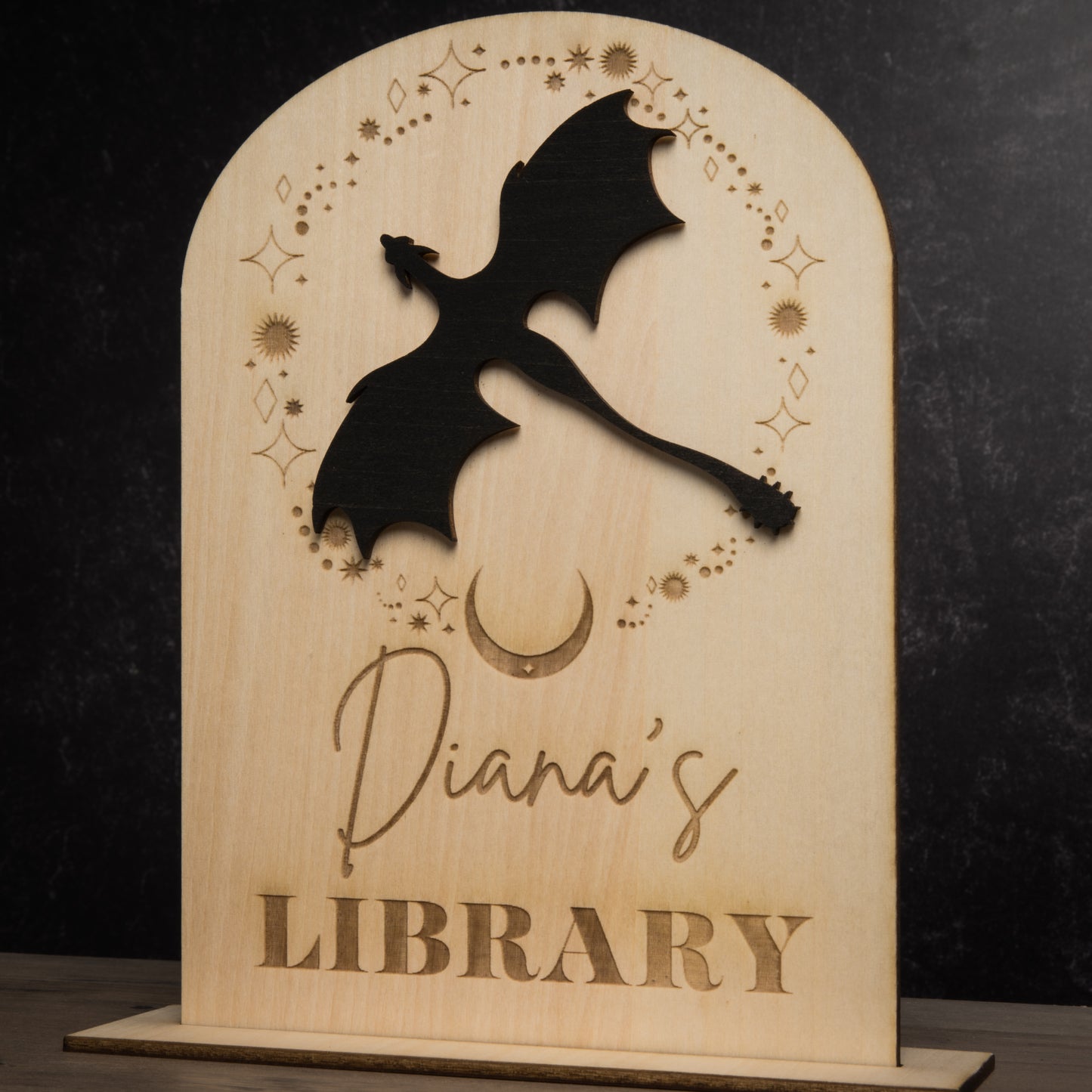 Personalized Dragon Bookshelf Sign