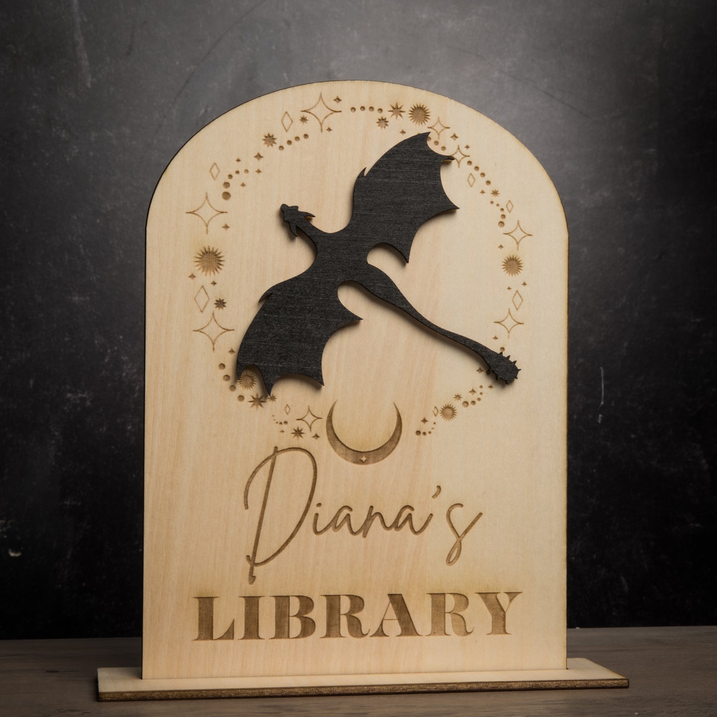 Personalized Dragon Bookshelf Sign